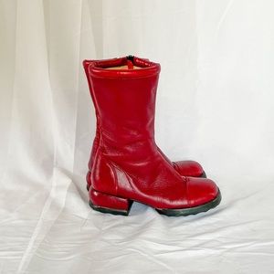 John Fluevog maroon leather midcalf ankle boots